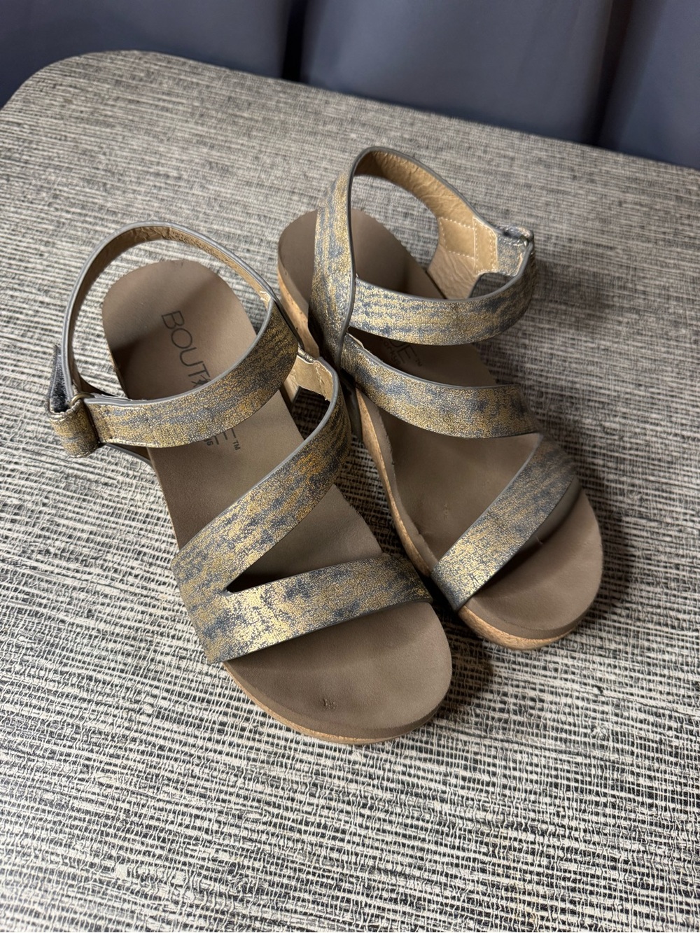 Gold Metallic Wedge Sandals for Women